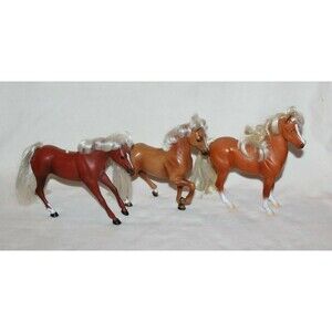 Vintage Grand Champion Lot of 3 Plastic Horses Flaxen Stallion Gelding 8" Sorrel